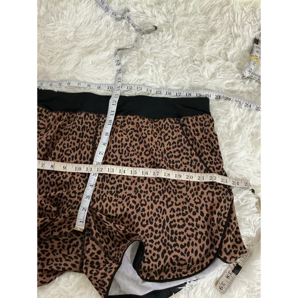 Women's Lands' End Plus 18 Brown Black Leopard Print Athletic Shorts - Picture 6 of 11